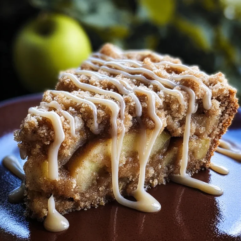 Apple Crumb Cake with Cinnamon Drizzle Freshly Baked