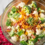 Fresh Cauliflower Broccoli Salad on a Plate