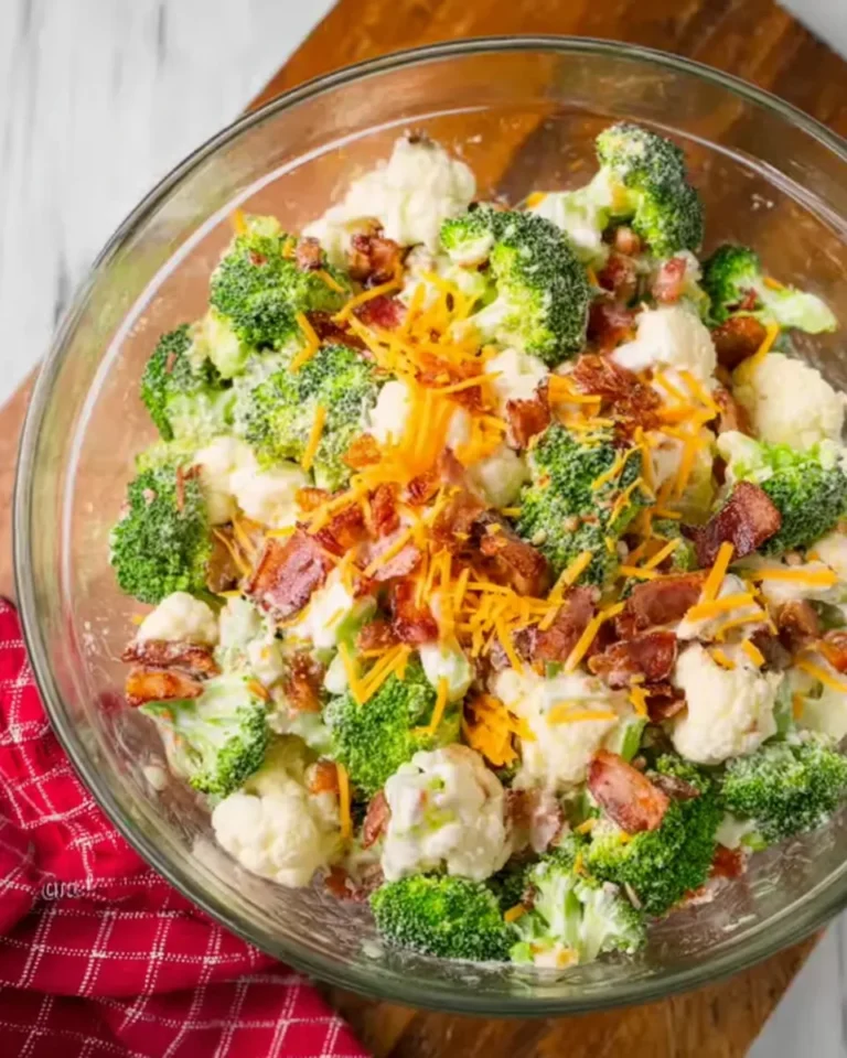 Fresh Cauliflower Broccoli Salad on a Plate