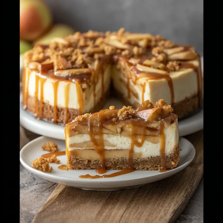 Salted Caramel Apple Pie Cheesecake Slice