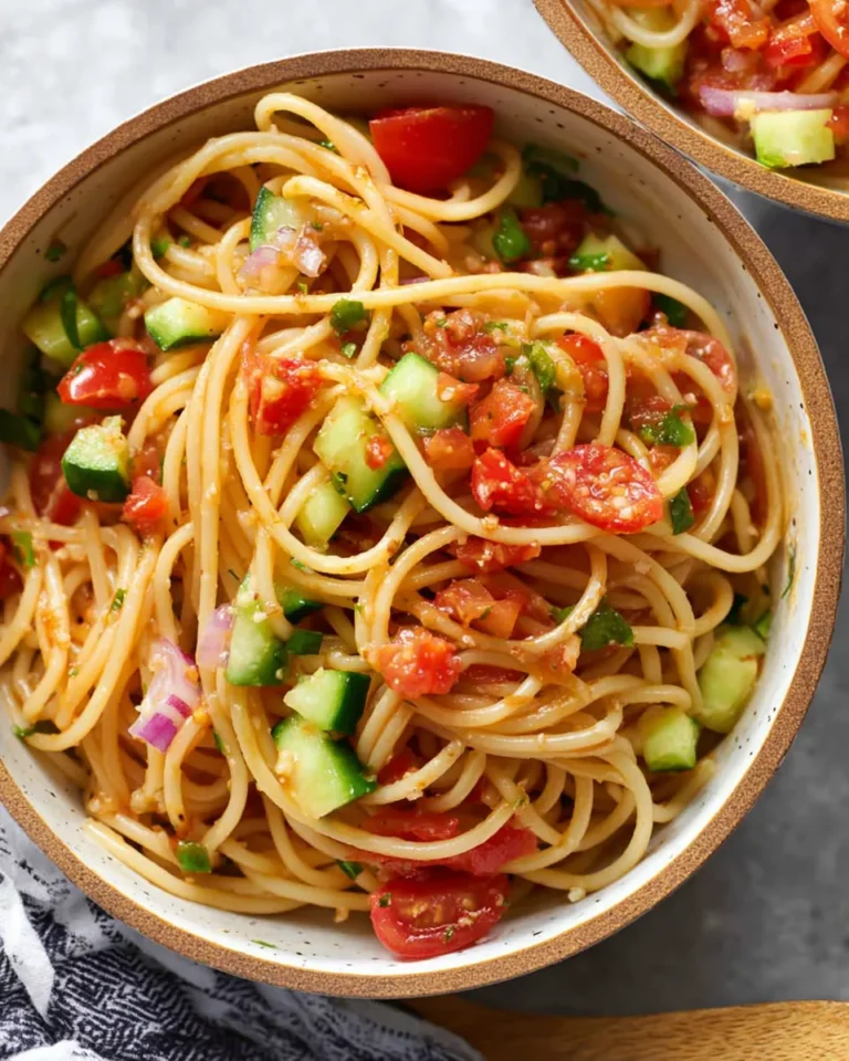 Vibrant Spaghetti Pasta Salad Ready to Serve