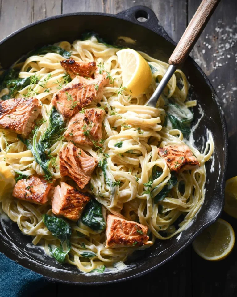 Savory Salmon Pasta Ready to Serve